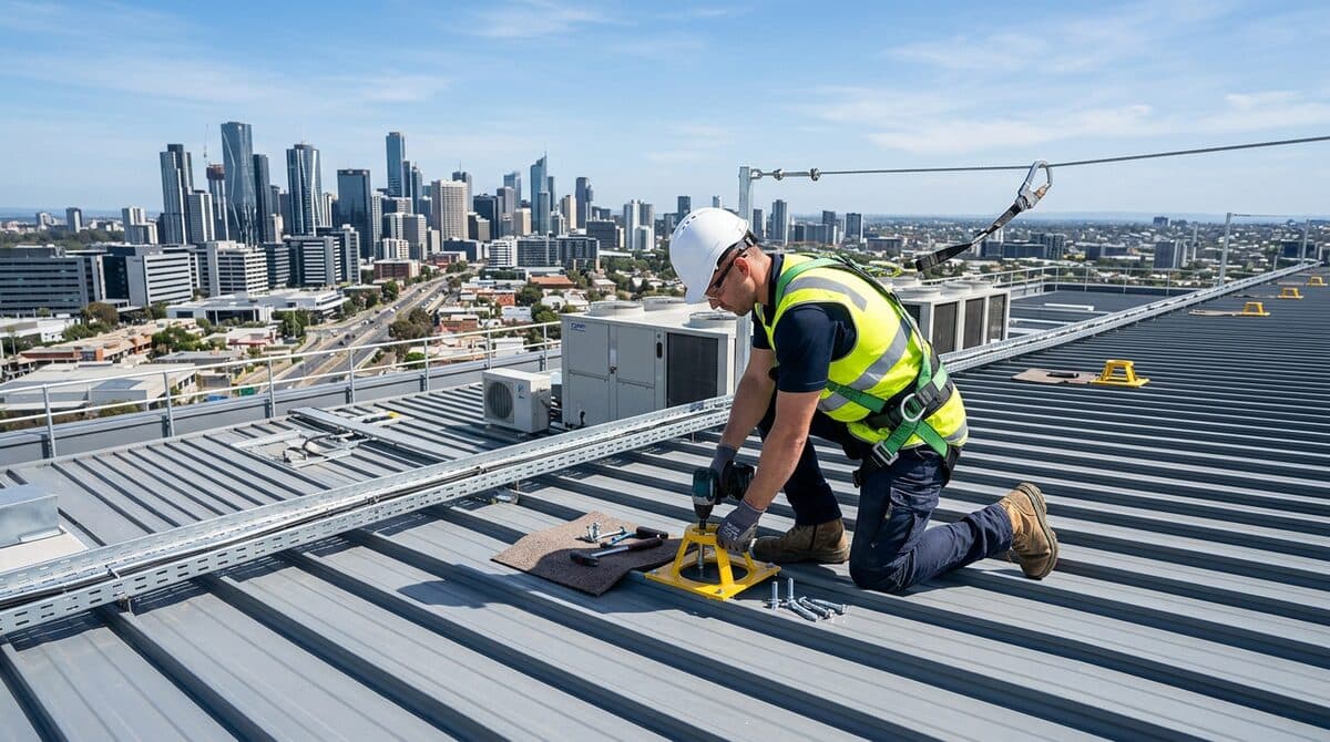 Height safety technician on an Australian rooftop - Height Safety Australia